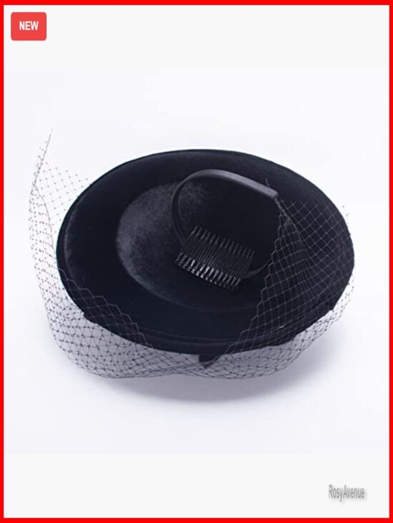 Velvet Fascinator Headpiece with Veil Netting and Feathers for Weddings main image 4